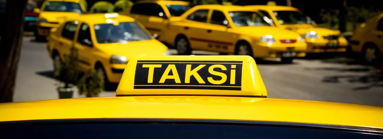 Yellow taxis at the Akyaka taxi stand